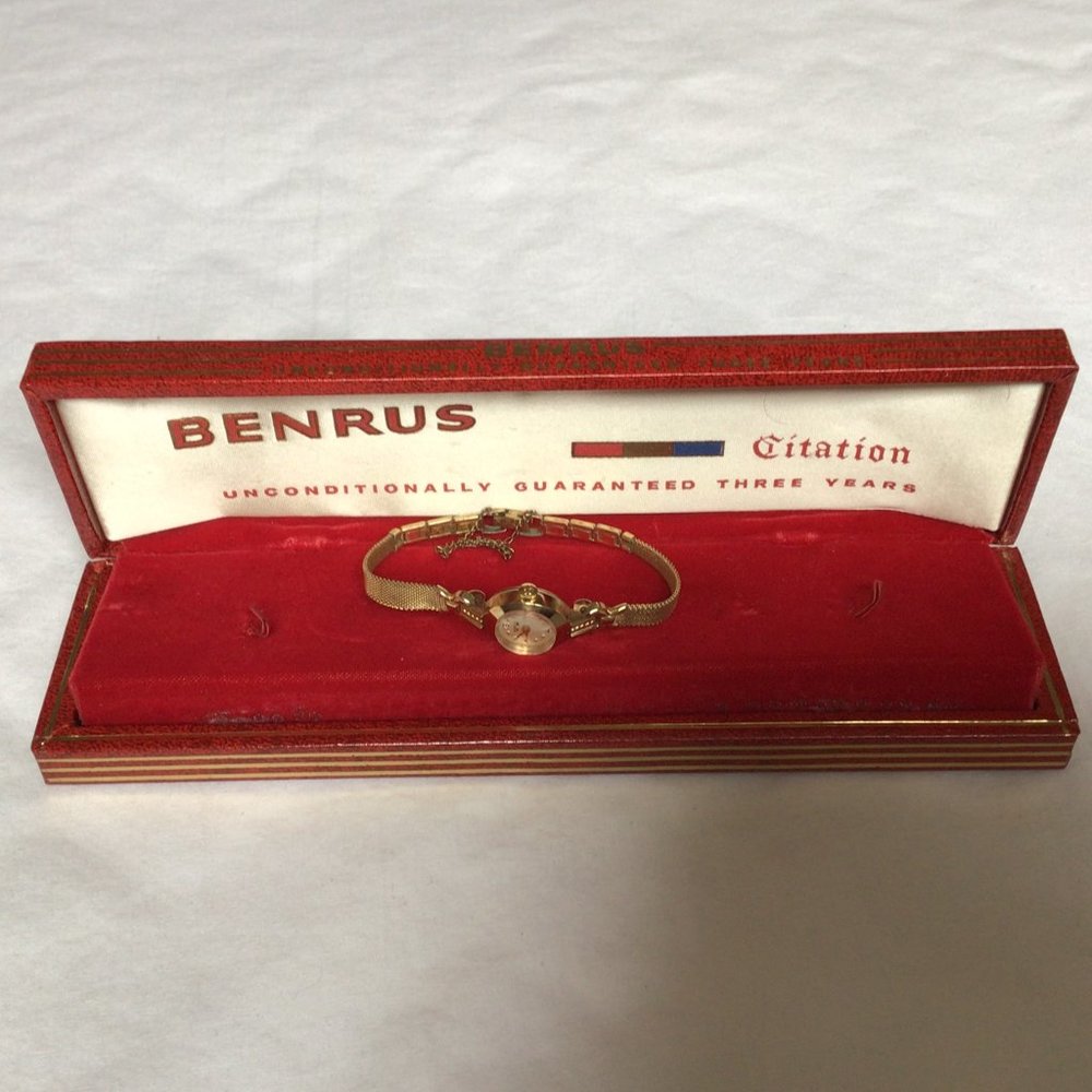 Benrus - Vintage elegant ladies gold watch with box - Picture 7 of 11